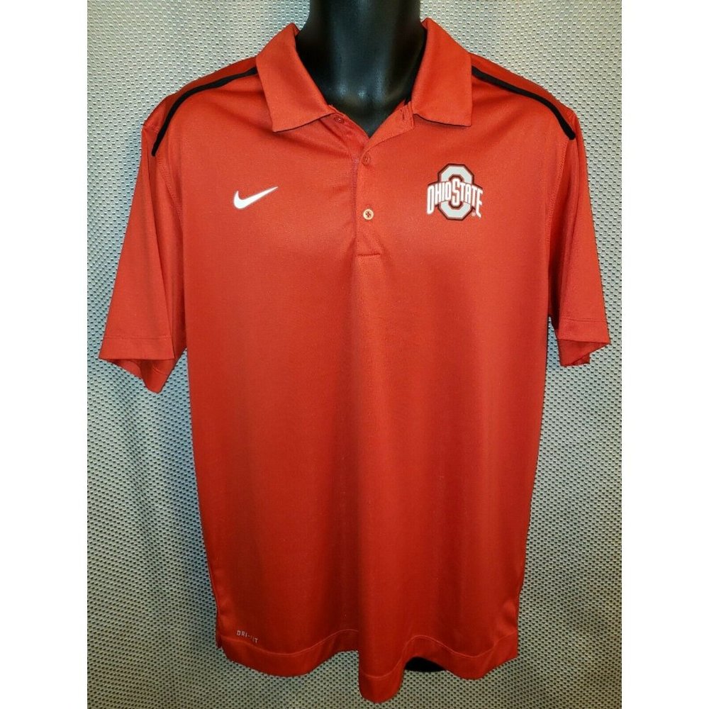 Ohio State Buckeyes Scarlet Nike Polyester Golf Polo Shirt - Mens Large